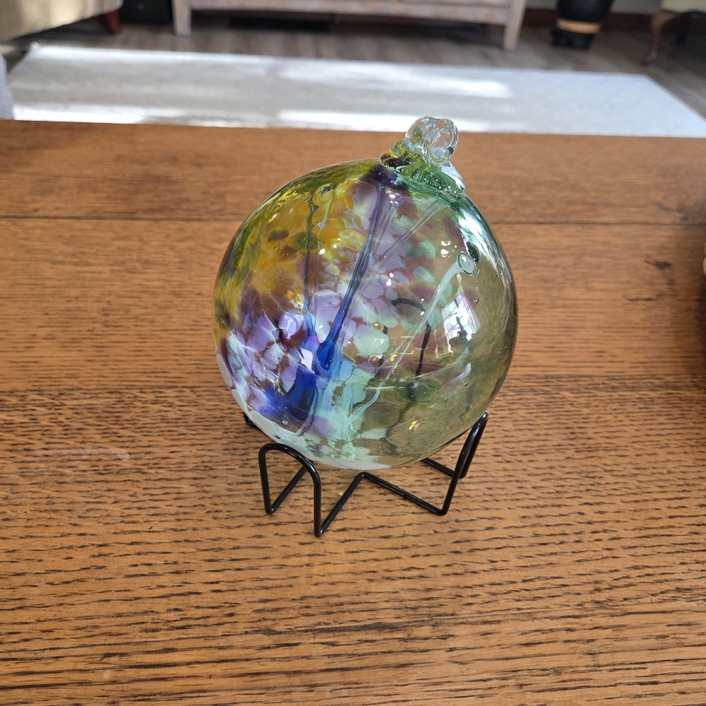 Kitras Hand Blown Art Glass Tree Of Life Enchantment 6" Large Orb Ball Ornament - Picture 4 of 12